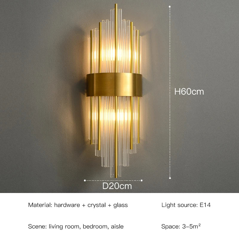 أضواء جدارية كريستالية LED من DecorBites™: أضواء جدارية ذهبية أنيقة لديكور المنزل الفاخر