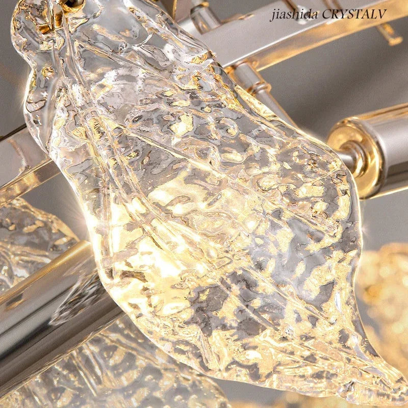 DecorBites™ Glass Petal LED Chandelier for Bedroom Dining Living Room Lighting