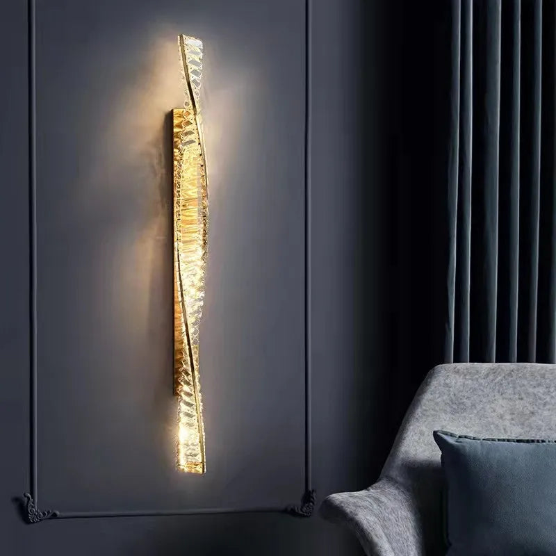DecorBites™ Dimmable Crystal Wall Sconce | Luxury Gold Steel Light Fixture