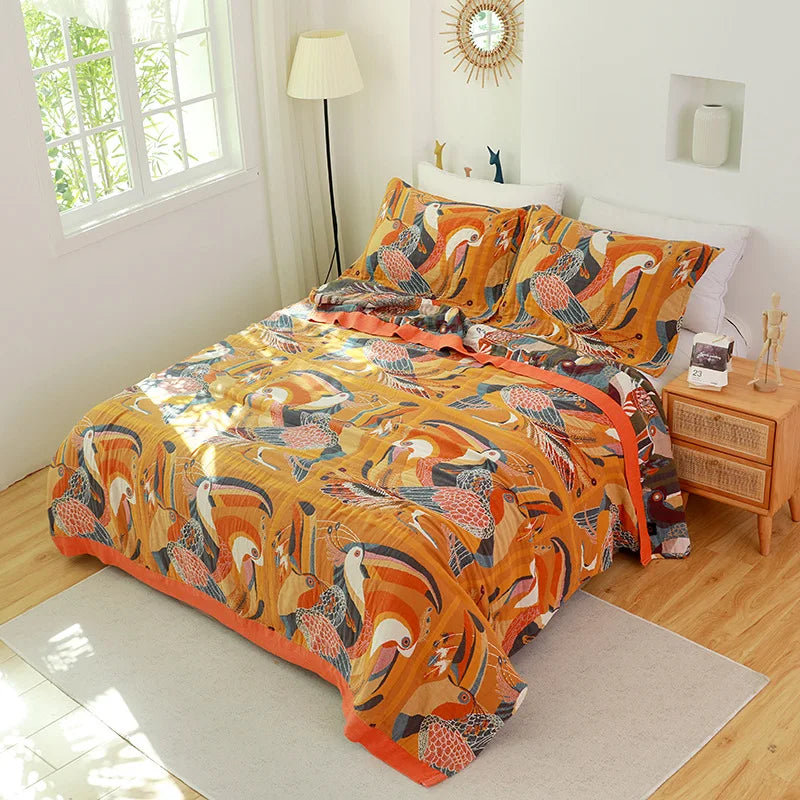 Couverture Serviette en Gaze de Coton DecorBites™ - Jacquard Double Face Teint en Fil pour Adultes et Enfants