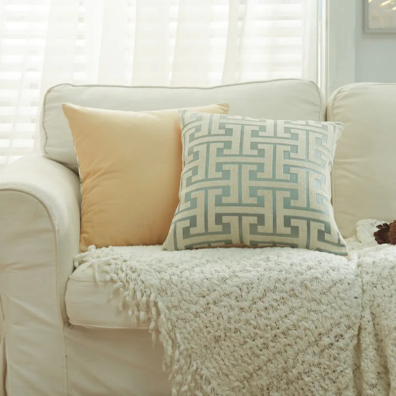 DecorBites™ Geometric Chenille Throw Pillowcase: Hidden Zipper Cushion Cover for Home Decor