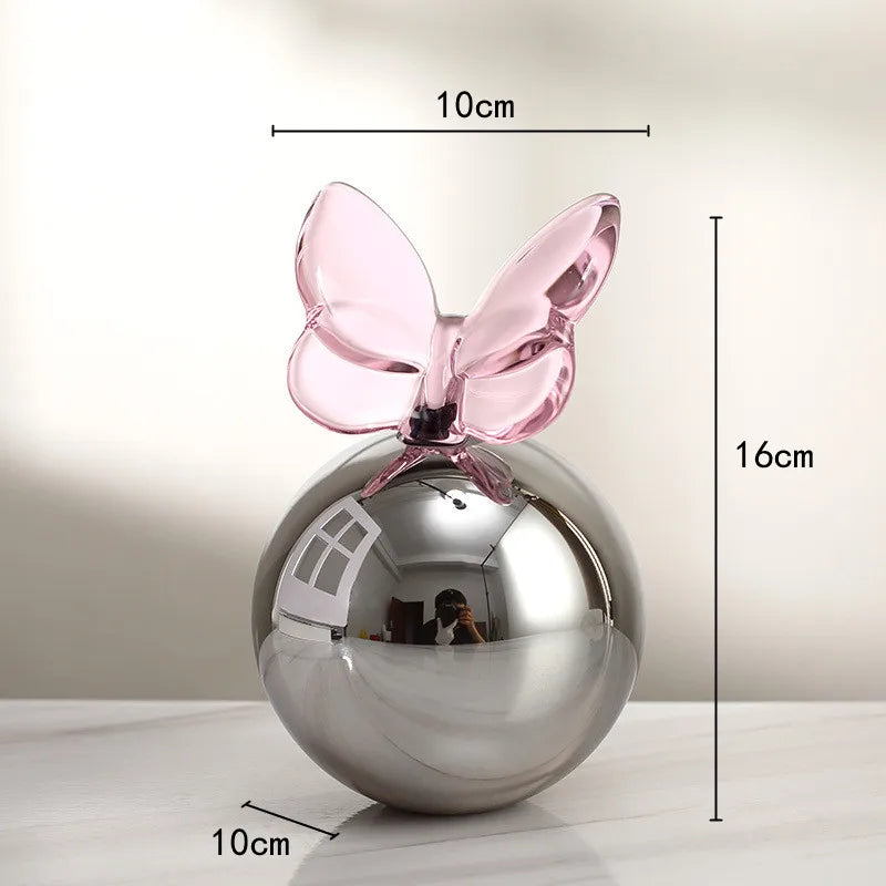 DecorBites™ Geometric Butterfly Crystal Ball Home Decor Figurine