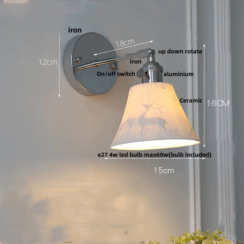 DecorBites™ Iron Ceramic LED Wall Lights | Nordic Modern Pull Chain Switch Sconce Wandlamp