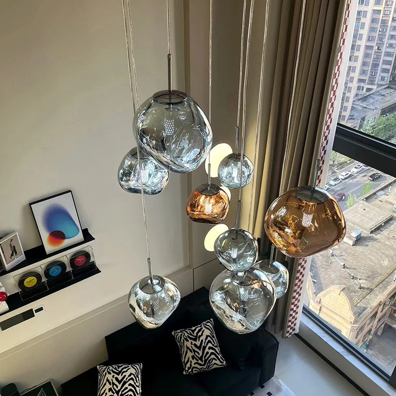 Lava-Inspired Acrylic Pendant Light in Polished Chrome