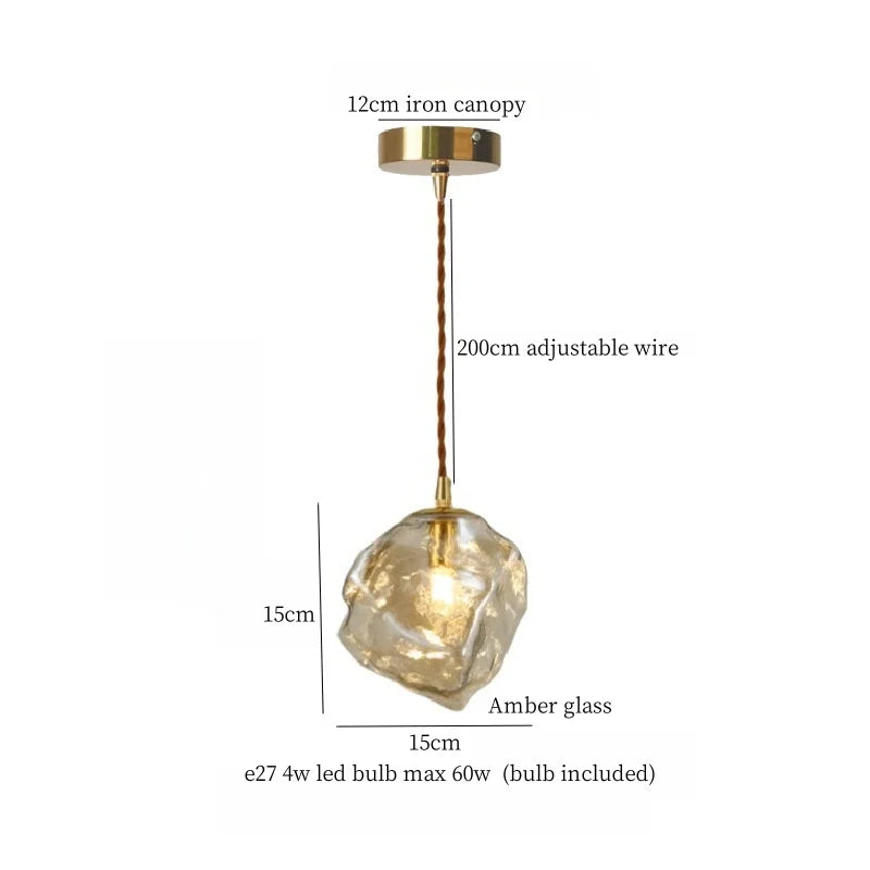 DecorBites™ Cracked Glass LED Pendant Light for Cafe Bar Kitchen Living Room