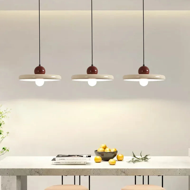 Nordic Cream Style Flying Saucer Pendant Light Restaurant Living Room Bedroom Bedside Lamp Home Interior Decorative Lamp 20/30cm
