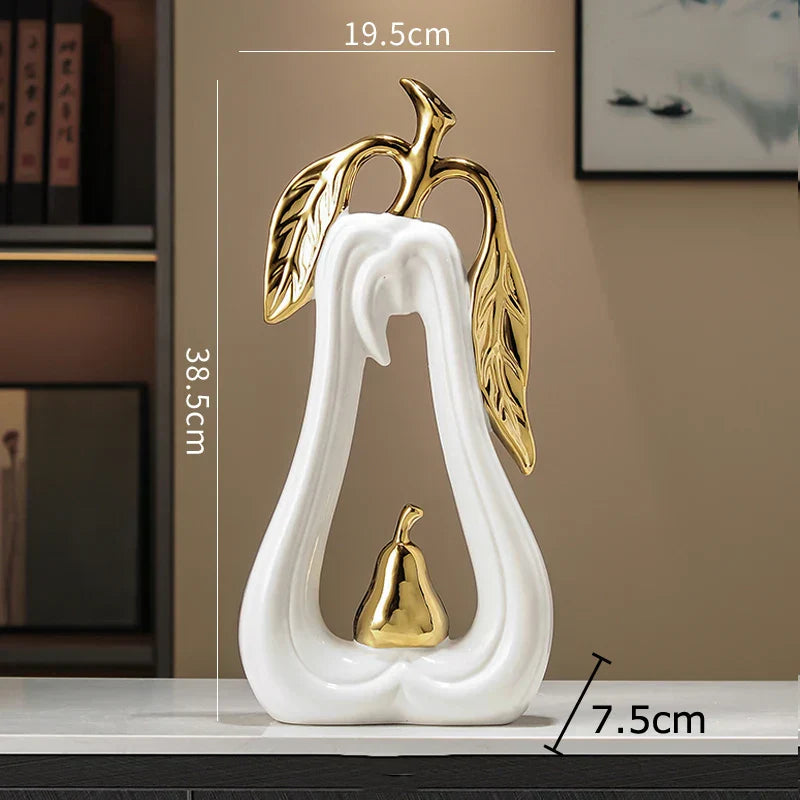 DecorBites™ Gold Pear Ceramic Sculpture Desk Ornament Aesthetics Decor
