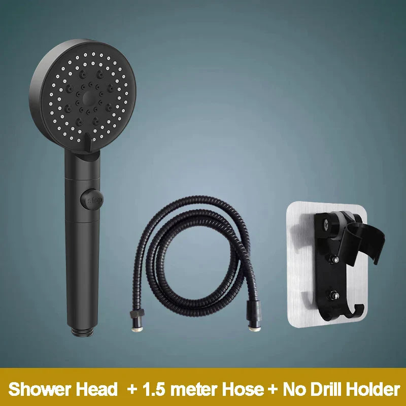 DecorBites™ 5-Function Shower Head with Stop Button, 10cm Panel, Silicone Gel Holes
