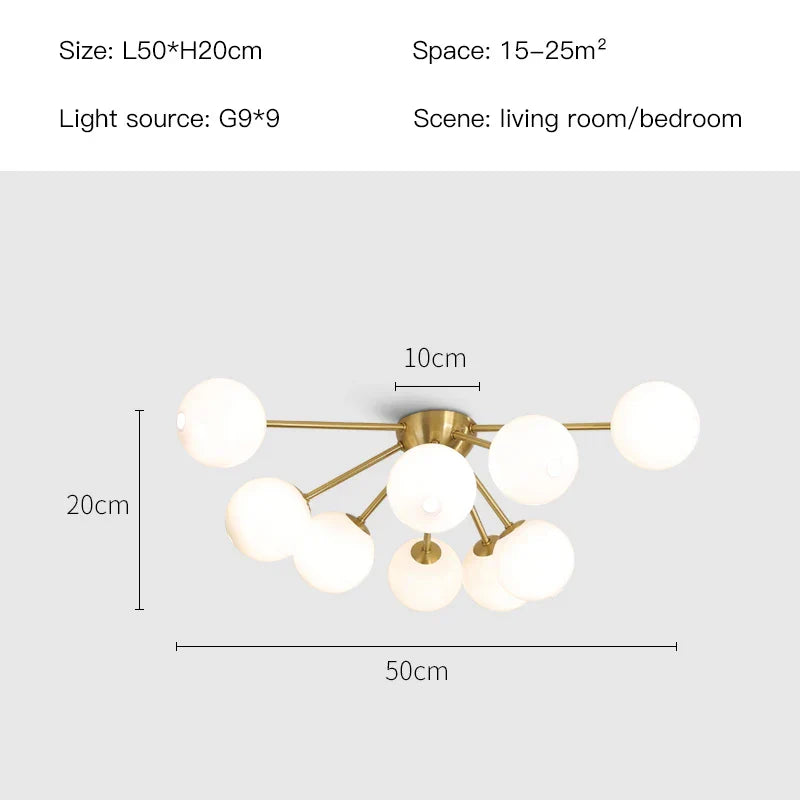 DecorBites™ Glass Ball LED Ceiling Chandelier for Modern Living Room and Bedroom Lighting