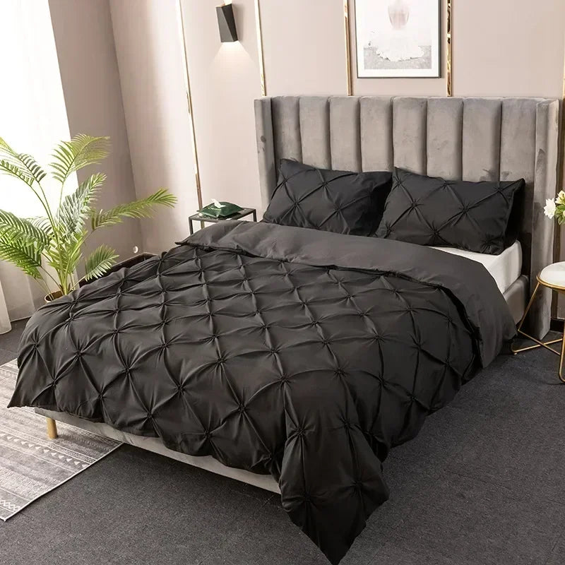 DecorBites™ 3D Pinch Pleated Duvet Cover Set - Queen, King Size Bedding Set of Quilt Cover & Pillow Case