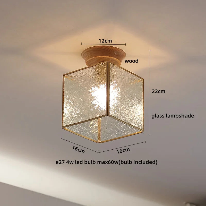 DecorBites™ Glass Wood LED Ceiling Lamp for Home Lighting and Decoration