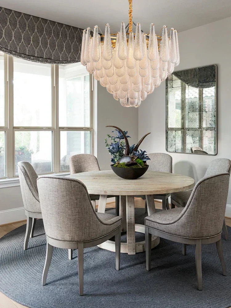 مصباح DecorBites™ الذهبي المعلق من الزجاج لطاولة الطعام والفندق، مصابيح سقف بهو حديثة