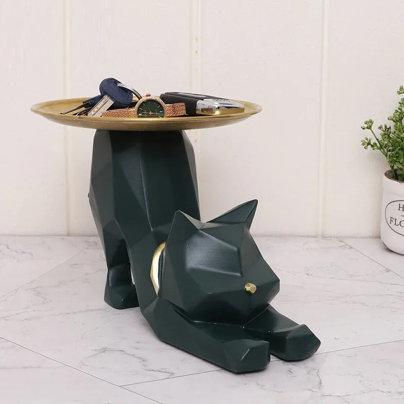 DecorBites™ Geometric Cat Storage Figurines - Nordic Home Entrance Key Tray Decoration