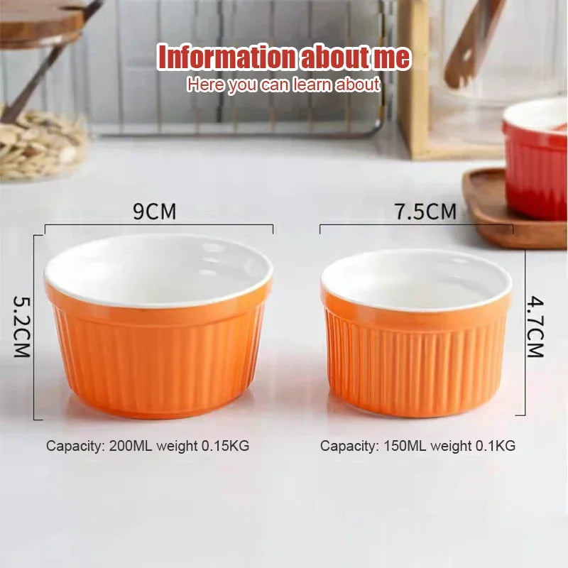 DecorBites™ Ceramic Baking Bowl 3.5 Inch High Temp Resistant Dessert Pudding Bowl