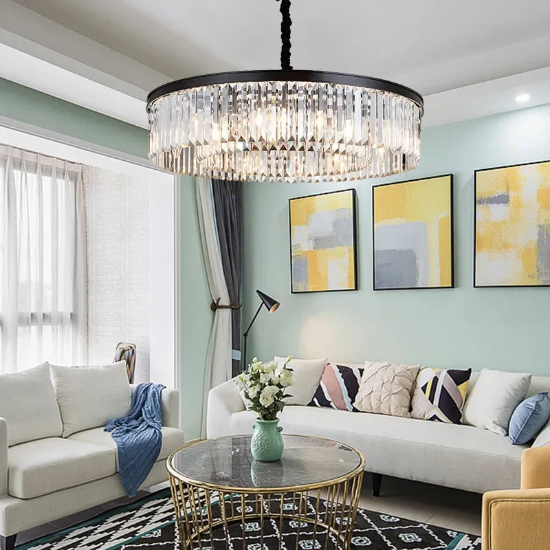 Nordic Crystal Pendant Light in Black or Gold