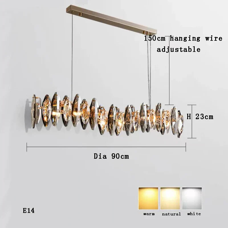 DecorBites™ كريستال 2024 ثريا إضاءة LED لغرفة الطعام والمعيشة