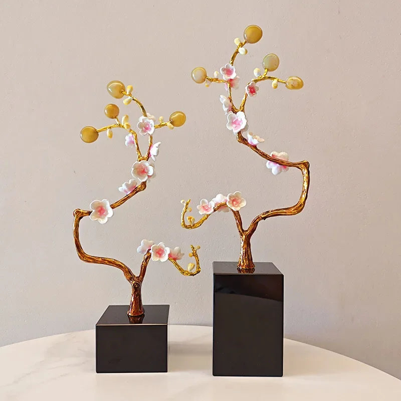 DecorBites™ Golden Tree Crystal Ball Statue Metal Decor Figurine
