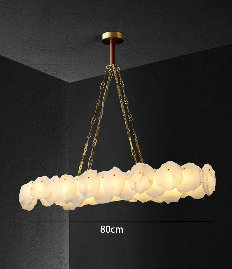 DecorBites™ Brass Marble Ceiling Chandelier: Modern Living Room Dining Table Hanging Lamp