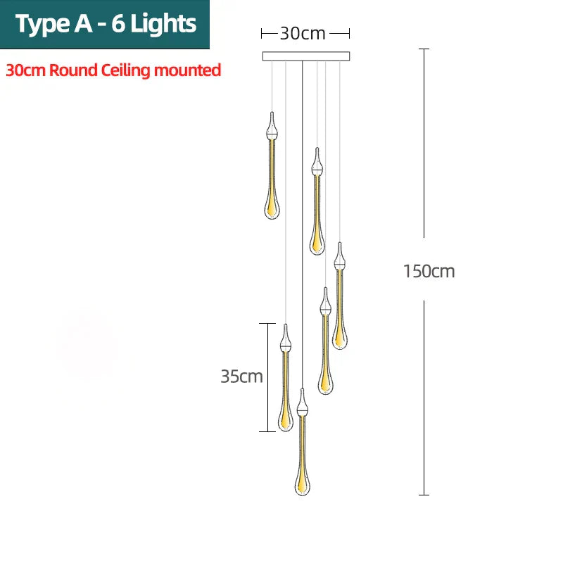 DecorBites™ Crystal Water Drop Chandeliers: Modern Luxury LED Lighting for Bedroom, Bar & Decor
