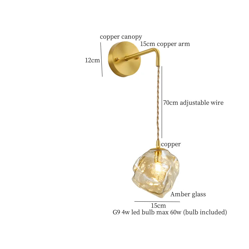 DecorBites™ Grey Glass LED Wall Lamp for Home Decor and Lighting