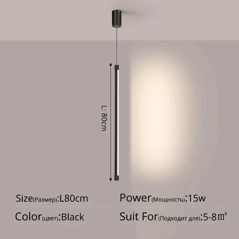 DecorBites™ Black Nordic LED Tube Pendant Light for Bedroom Restaurant Kitchen Dining Room