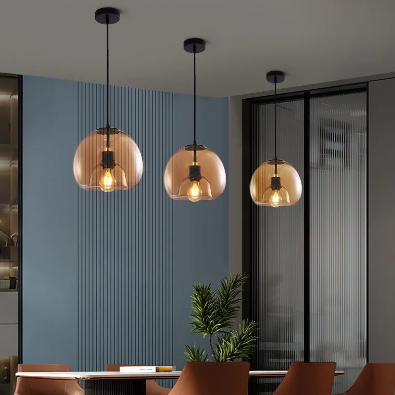 DecorBites™ Glass Pendant Lights: Stylish LED Chandeliers for Dining Room, Kitchen, and Restaurant Tables