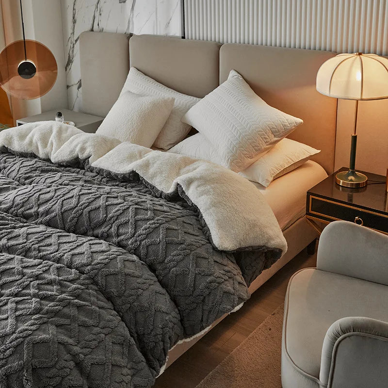 DecorBites™ Dual Use Cashmere Duvet Cover: Winter Warm Plush Blanket with Double-sided Fleece