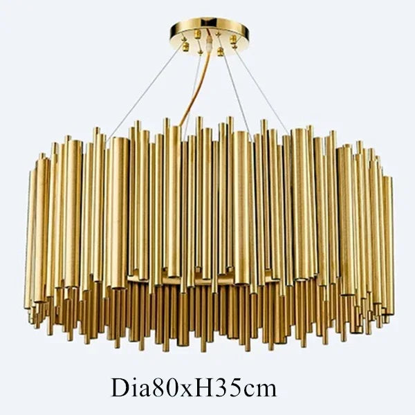 ثريا متدلية بإضاءة LED ذهبية طراز Brubeck من DecorBites™ - مصباح تعليق أنيق بأنبوب من سبائك الألومنيوم
