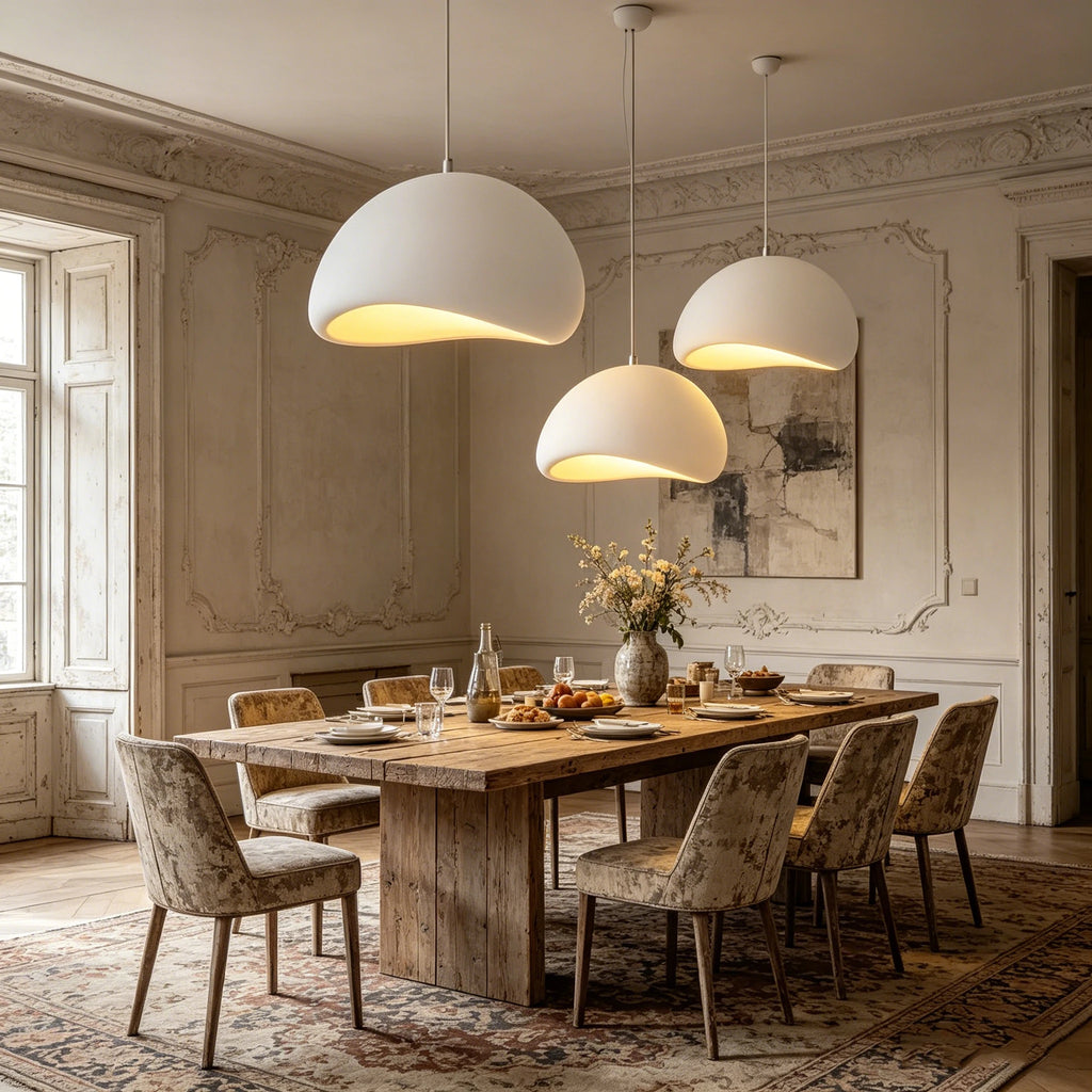 Nordic Wabi-Sabi White Or Gray Sculptural Pendant Light