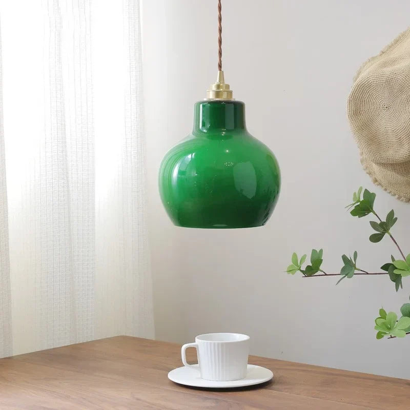 DecorBites™ مصابيح قلادة LED زجاجية خضراء مصباح معلق حديث ديكور منزلي