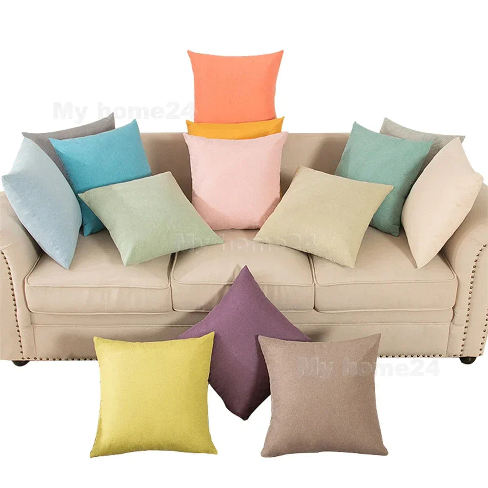 DecorBites™ Cotton Linen Pillow Cover Set for Home Decor - Plain Cushion Covers