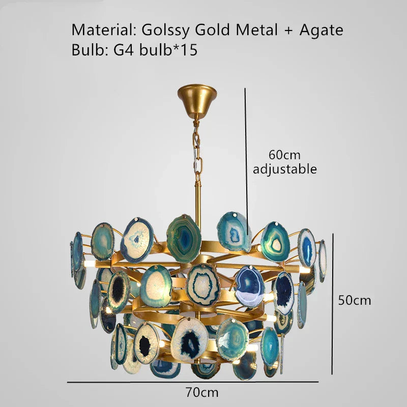 DecorBites™ Agate LED Wall Lamp Sconces Gold Metal Surface Mount E14 G4 Bulb