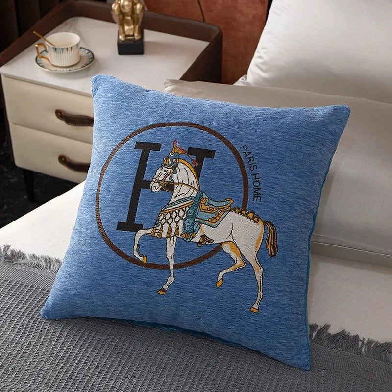DecorBites™ Cotton Home Logo Cushion Cover Throw Pillow Cover House Decor Fur Living Room