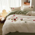 DecorBites™ Embroidered Milk Fleece Winter Bedding Set for Warmth & Cozy Comfort