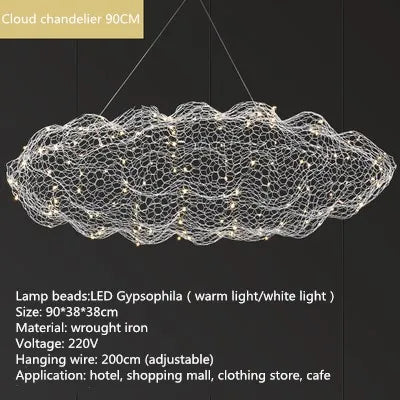 DecorBites™ Cloud Pendant Lights: Industrial Loft Firefly Chandelier for Living Room, Bedroom, Staircase
