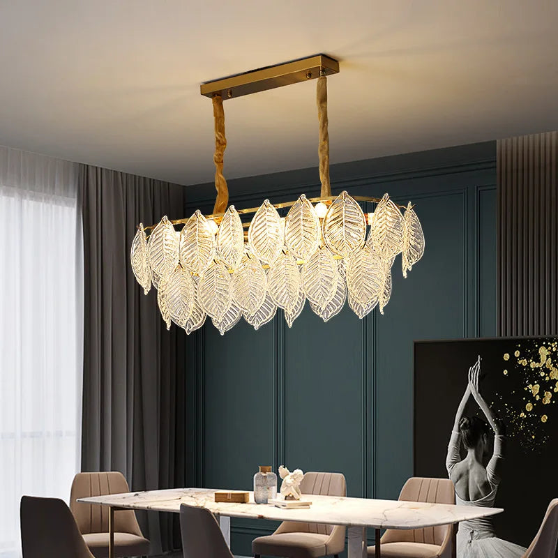 DecorBites™ ثريا أوراق الشجر الزجاجية الفاخرة لغرفة الطعام
