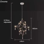 Italian Minimalist Crystal Pendant Light in Silver or Gold