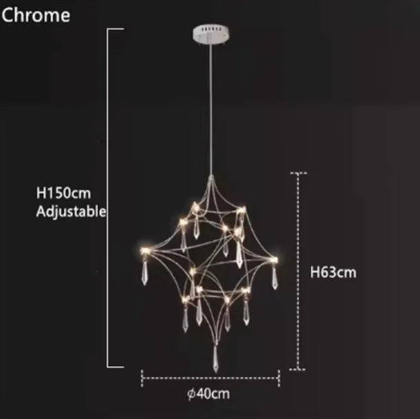 Italian Minimalist Crystal Pendant Light in Silver or Gold