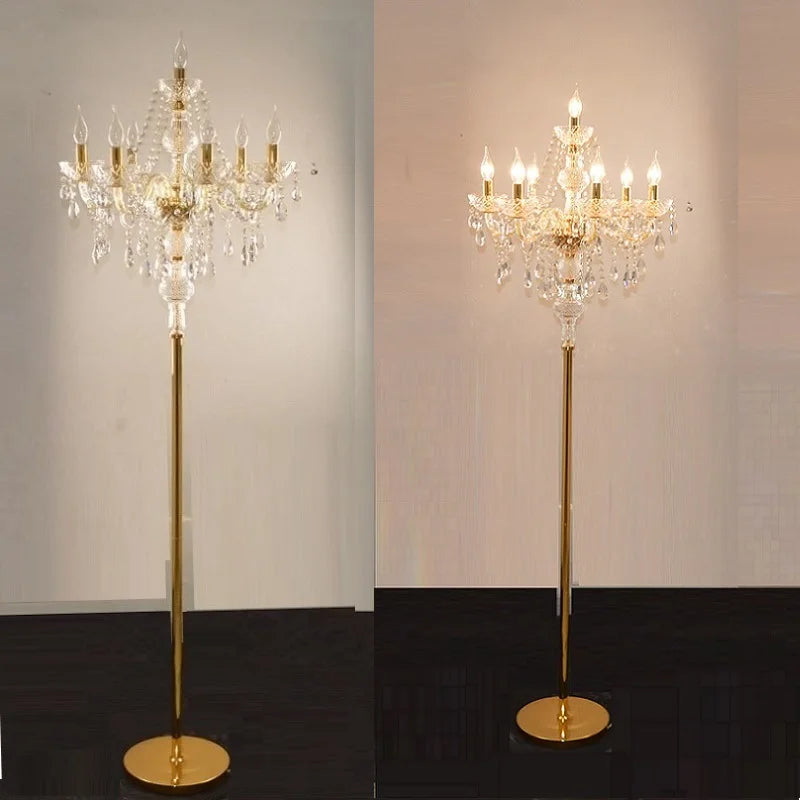 مصباح أرضي كريستالي من DecorBites™: تصميم فرنسي عصري لغرفة المعيشة وغرفة النوم وغرفة الطعام والمطبخ