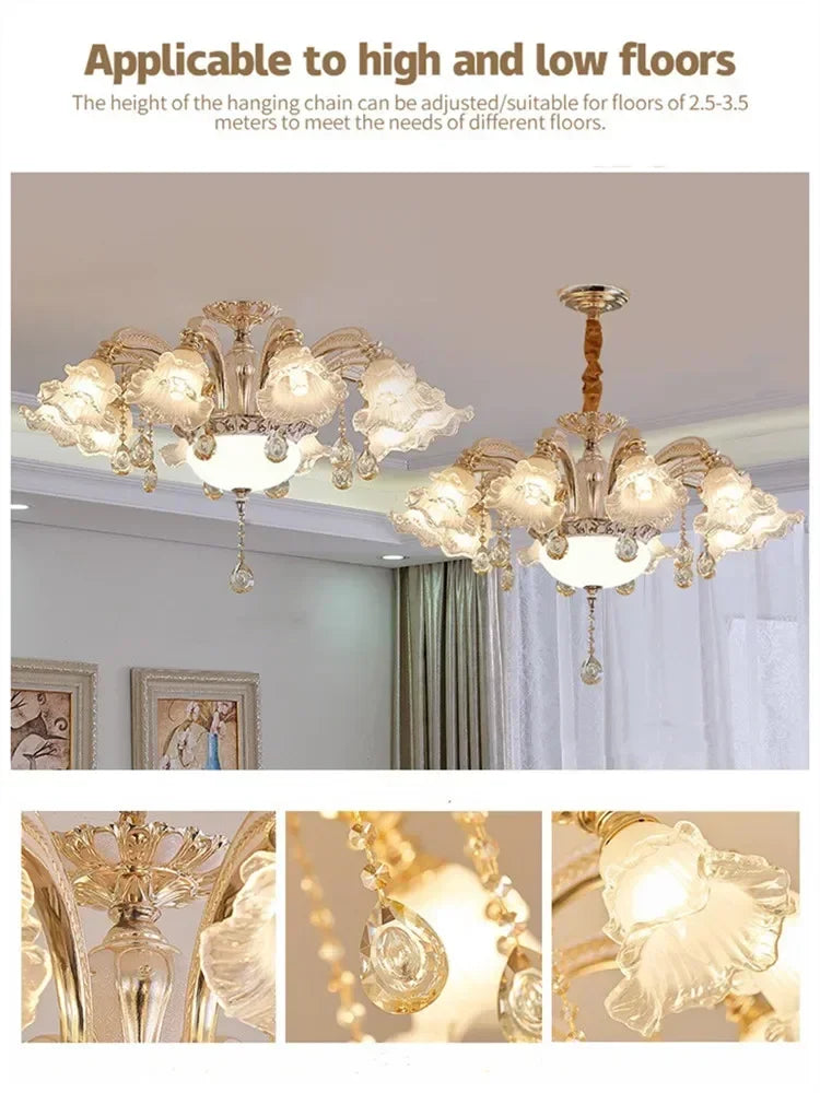 DecorBites™ Crystal Ceiling Chandelier for Modern Luxury Living Room & Hotel Lobby