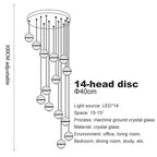 Modern Spiral Crystal Ball Staircase Pendant Chandelier