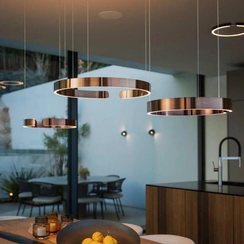 Modern Ring LED Pendant Light in Black or White