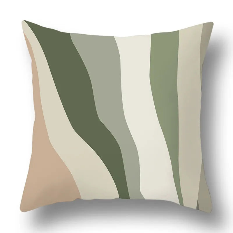 DecorBites™ Green Plants Geometric Print Pillow Cover - Home Sofa Cushion Cover