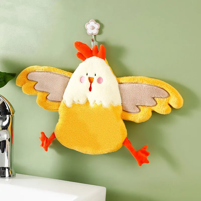 DecorBites™ Coral Velvet Cartoon Style Hand Towel