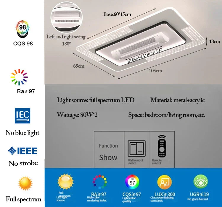 مروحة سقف DecorBites™ LED بدون شفرات مع جهاز تحكم عن بعد لغرفة المعيشة الحديثة