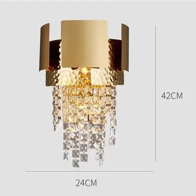 DecorBites™ ثريا متدلية ذهبية كريستالية من الفولاذ المقاوم للصدأ لردهة أنيقة