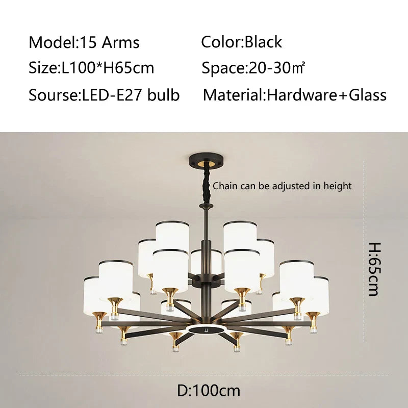 DecorBites™ Glass Chandelier: Nordic Modern LED Hanging Light for Living Room and Bedroom
