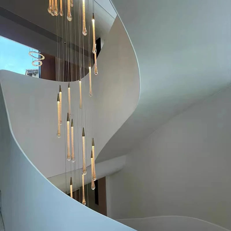 Modern Crystal Staircase Chandelier Pendant Light