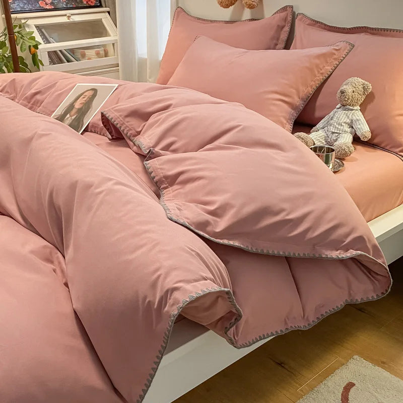 DecorBites™ Cozy Shell Edges Bedding Set: Soft Duvet & Fitted Sheet for Autumn/Winter