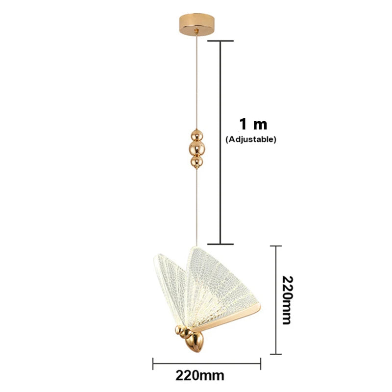 Nordic Butterfly Pendant Light With Iron And Acrylic